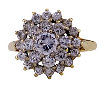 9ct gold Cubic Zirconia Cluster Ring size M